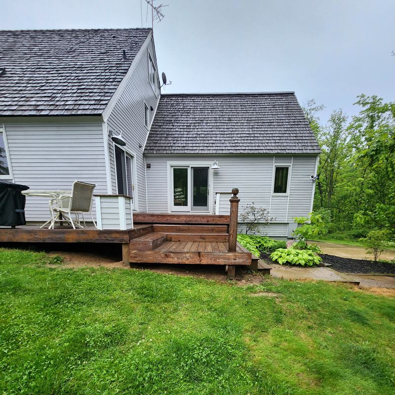 The old back deck and steps, weathered grey